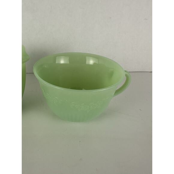 Fire King Jadite Jadeite Jade-ite Jane Ray Cream And Sugar Set VTG Decor - Picture 5 of 13